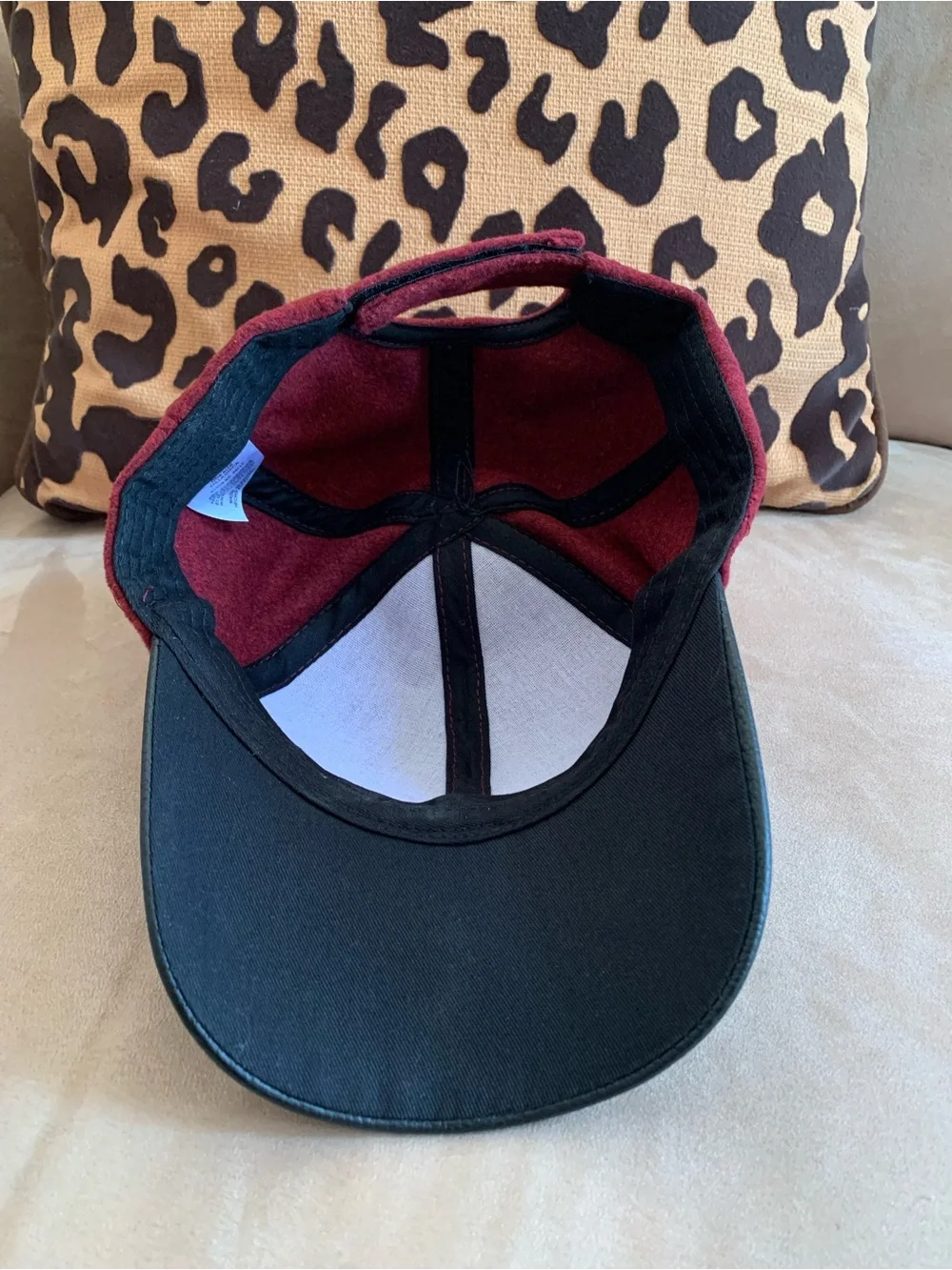 Women’s Burgundy Pom-Pom Hat with Black Visor NWOT!